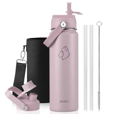 Buzio Duet Series Water Bottle with 2 Lids and Sleeve 700ML - Purple